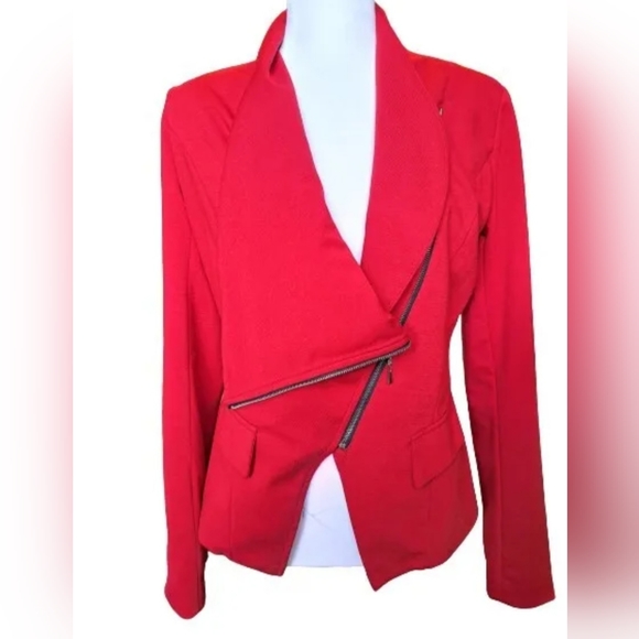 Umbranded Jackets & Blazers - Red Blazer  Women's Full Zipper Faux Pockets Long Sleeve Blazer Size Medium